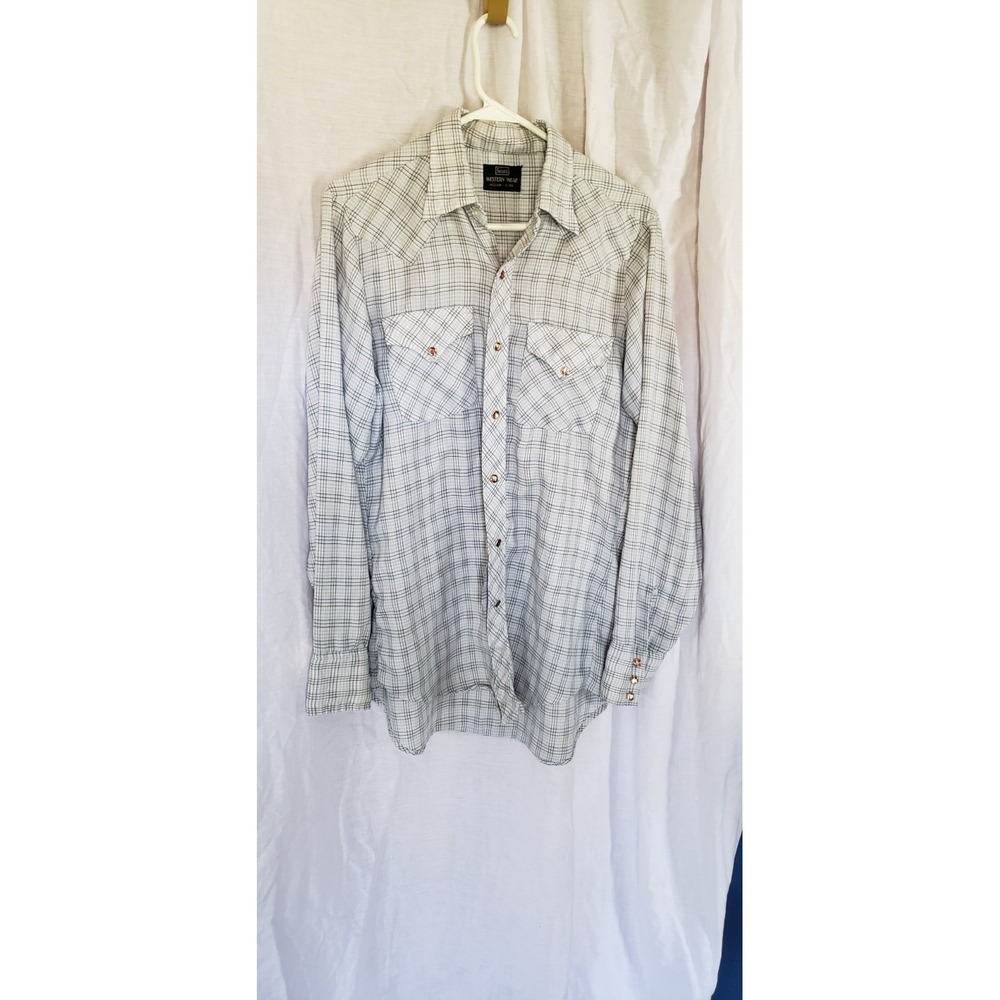 Mens Sears Western Vintage Pearl Snap Shirt. Medium Beige.
